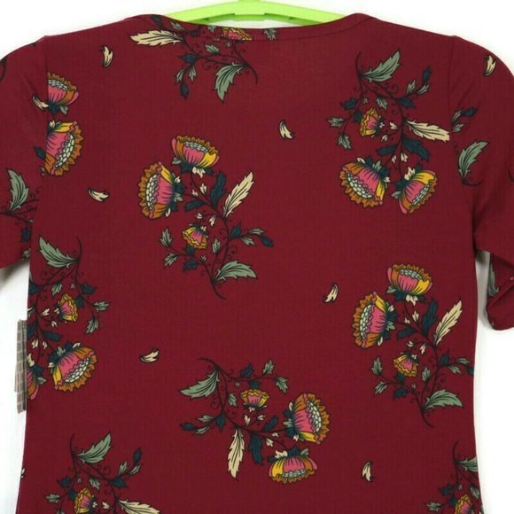 LuLaRoe Julia Sheath Pencil Dress Red Maroon Green Floral L Large - Picture 9 of 9